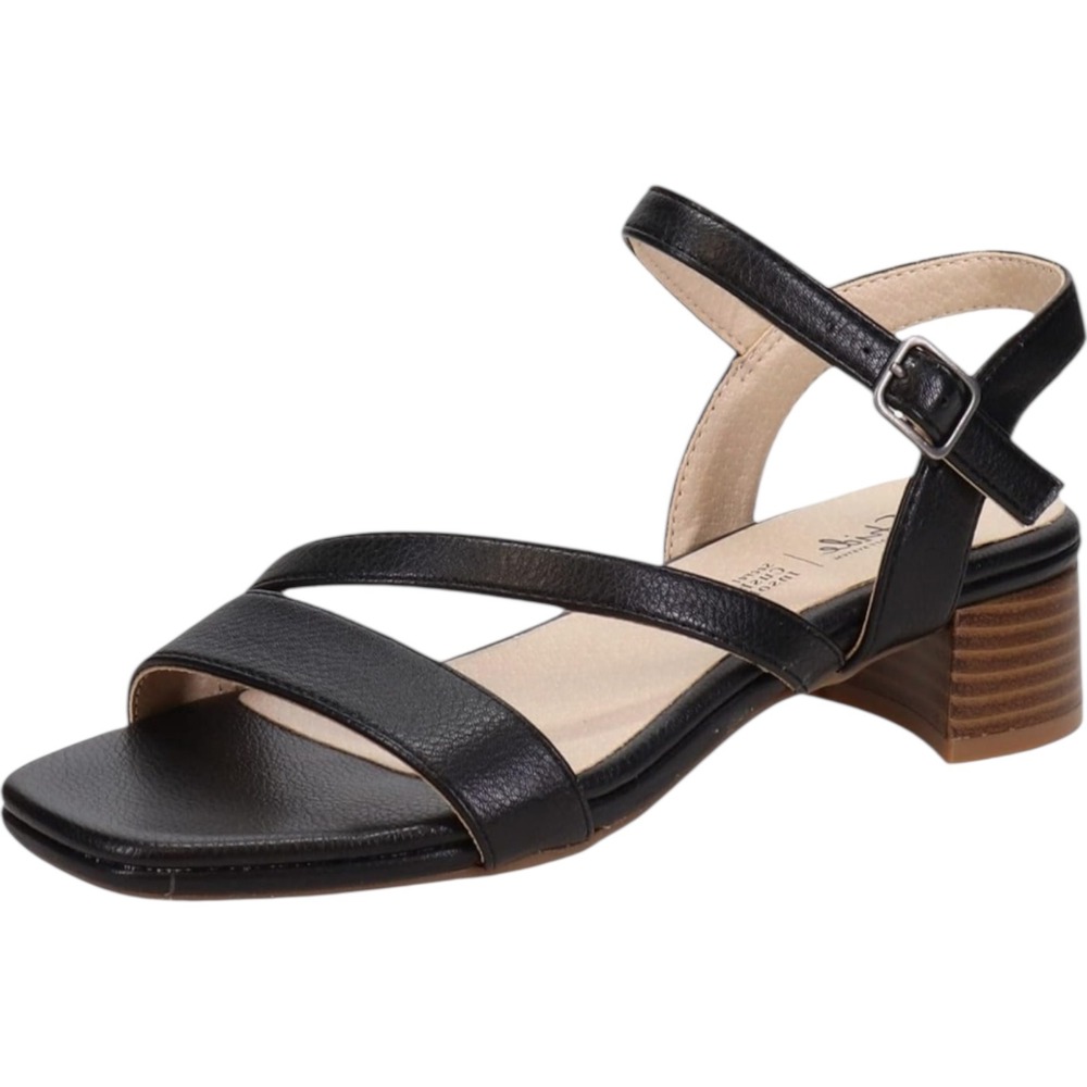 LifeStride Julep Black‎ Leather Block Heel Ankle Strappy Sandals Women 8.5M 39